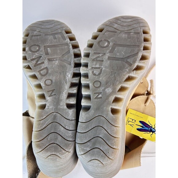 Fly London Yote Perforated Leather Open Toe Sandals Tie Size 11 Nude NWT - Picture 9 of 11